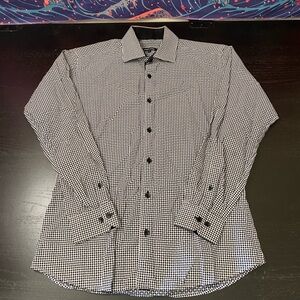 Jared Lang Black & White Micro-Check Dress Shirt